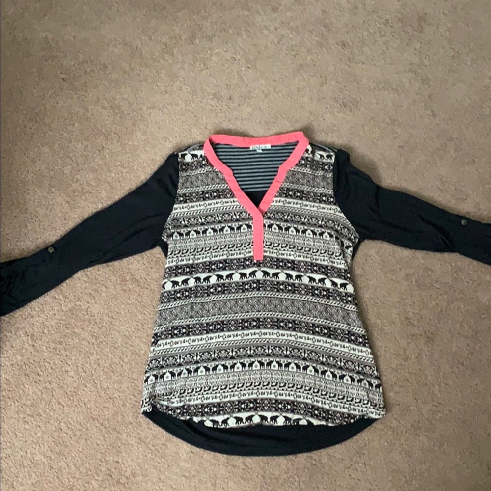 3/4 Sleeve Elephant Print Top